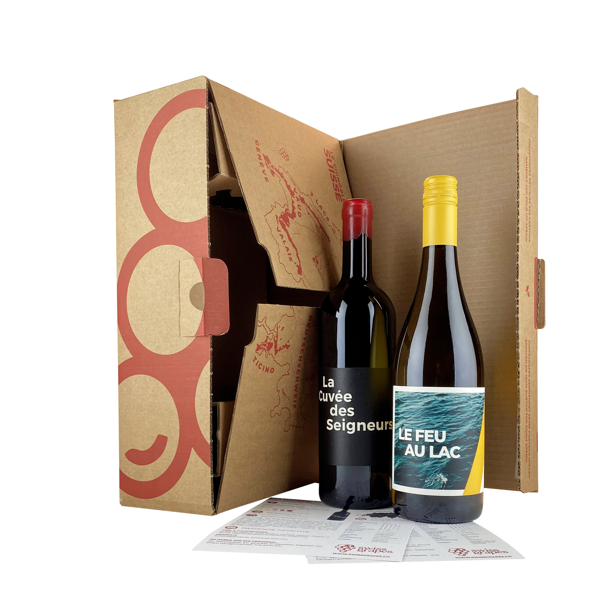 ROT AUF WEISS...!<br>GESCHENKBOX 2 FLASCHEN